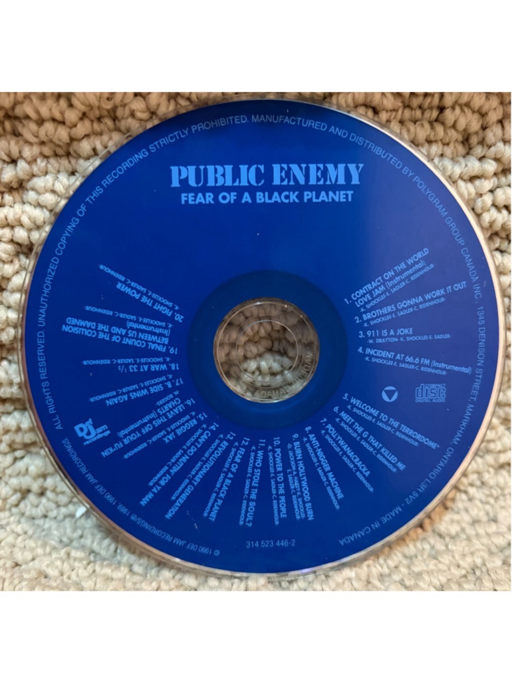 Public Enemy Fear of a Black Planet CD Music Album